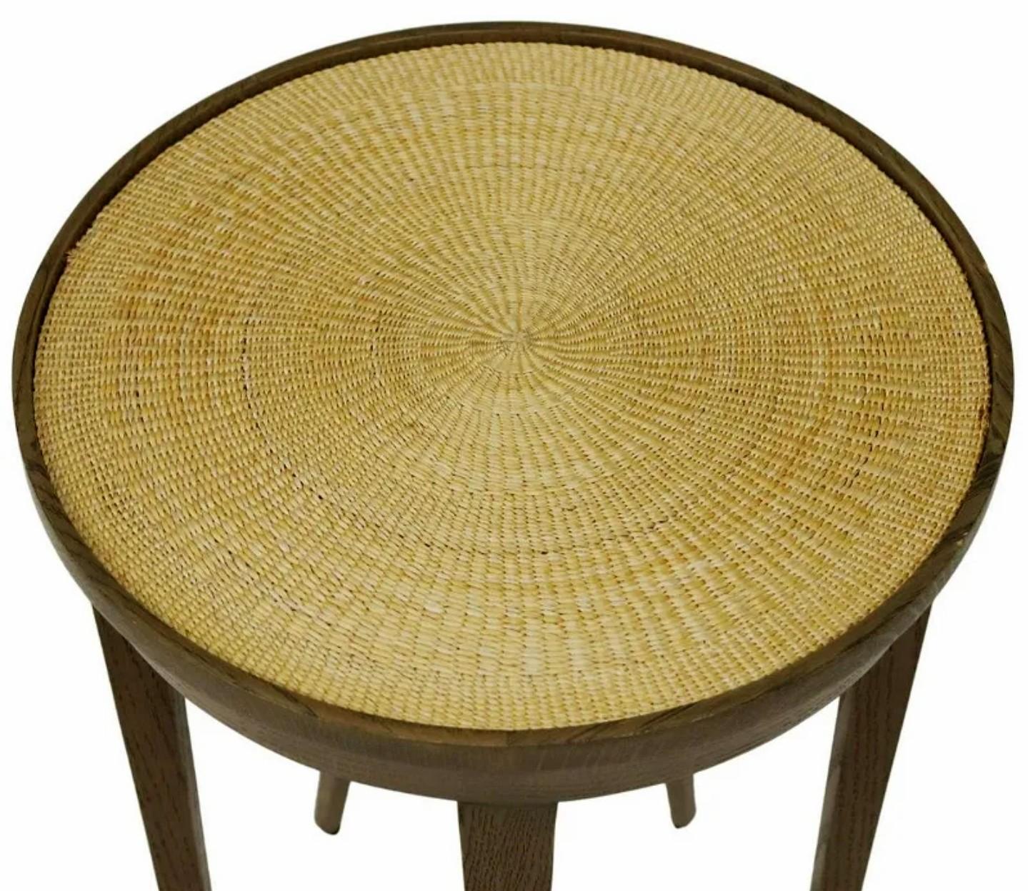 Modern Five Leg Painted Wood & Wicker Occasional Table For Sale