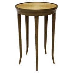 Used Five Leg Painted Wood & Wicker Occasional Table