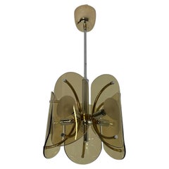 Five-light Amber Murano Glass Chandelier, 1970s