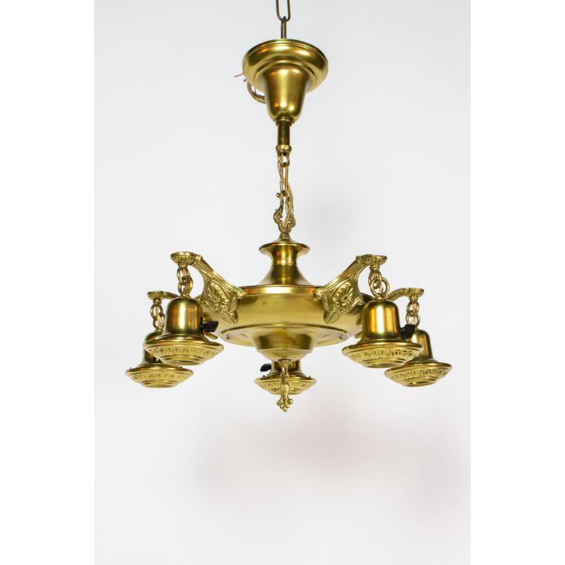 American Classical Five Light Brass Pan Light For Sale