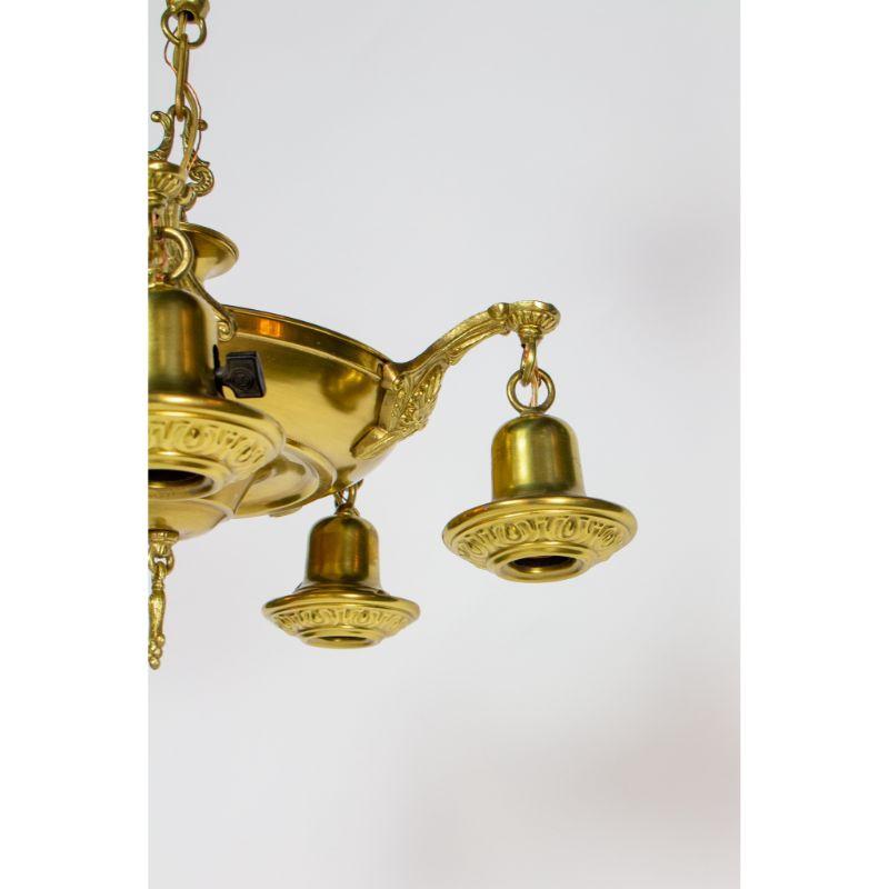 American Five Light Brass Pan Light For Sale