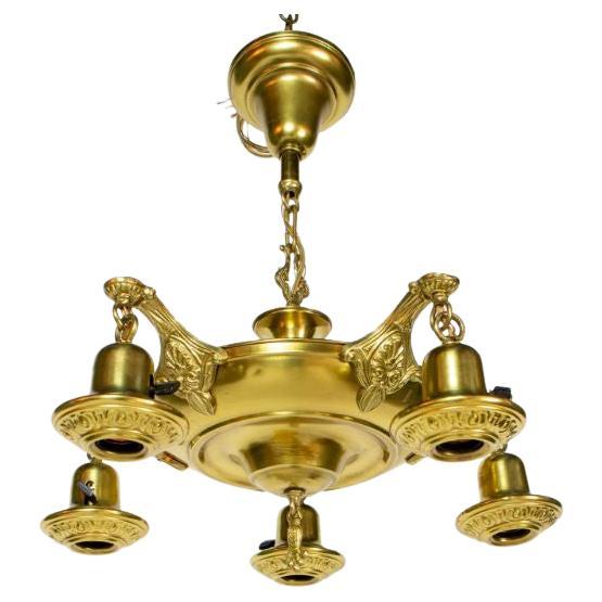 Five Light Brass Pan Light For Sale
