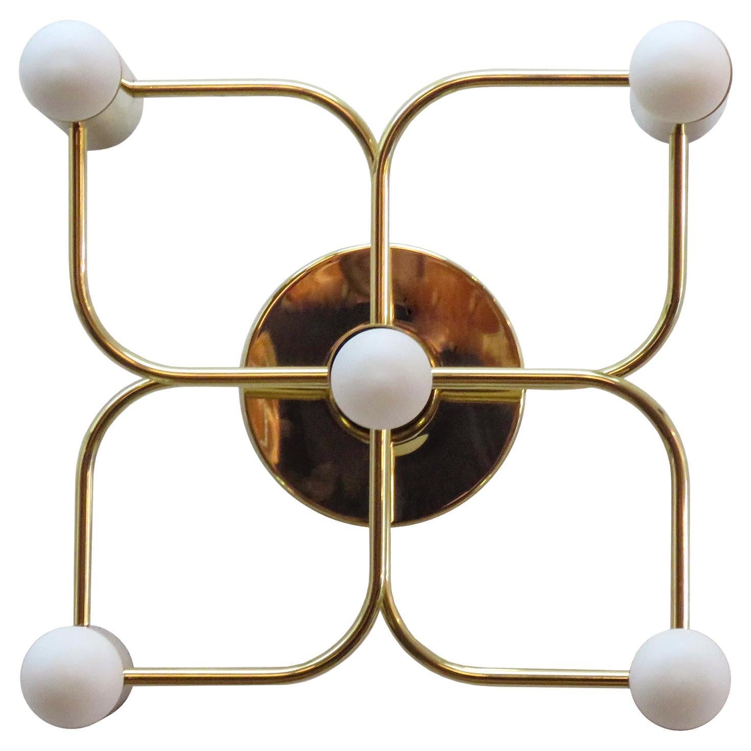 Five-Light Brass Wall Light by Leola, 1970 For Sale