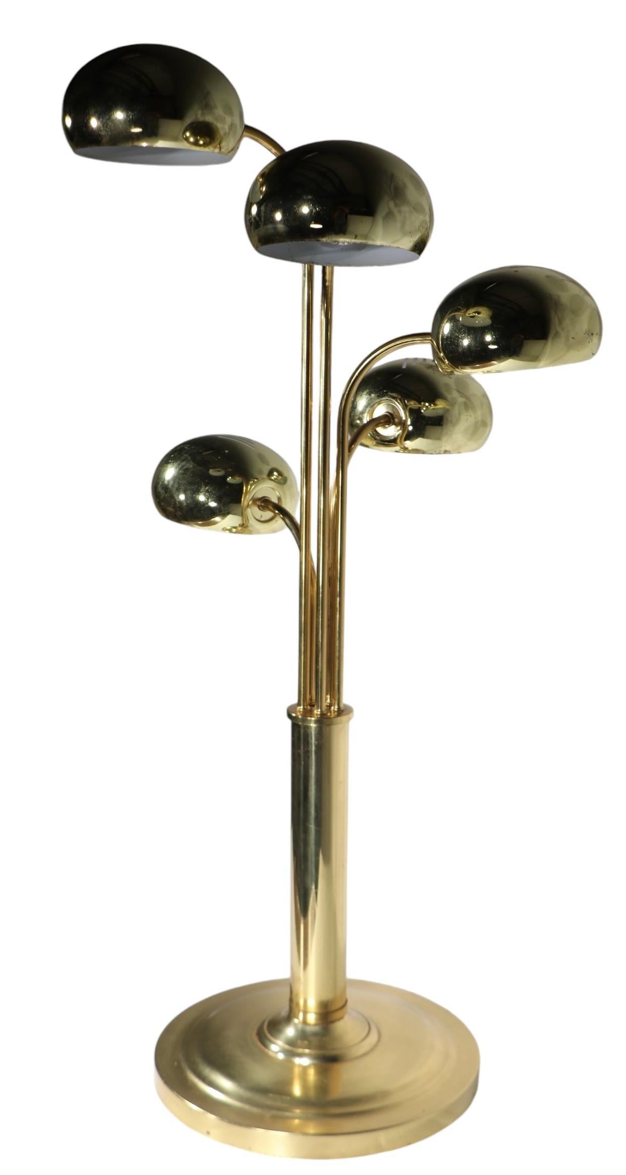 Five Light Brass Orb Table Lamp Circa `1970's att. to Robert Sonneman 5