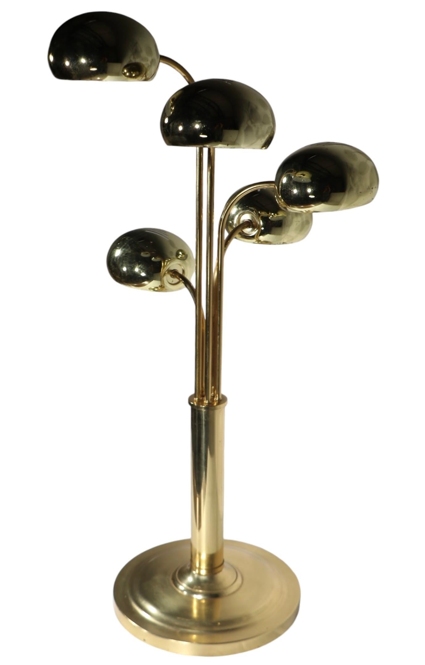 Five Light Brass Orb Table Lamp Circa `1970's att. to Robert Sonneman 6