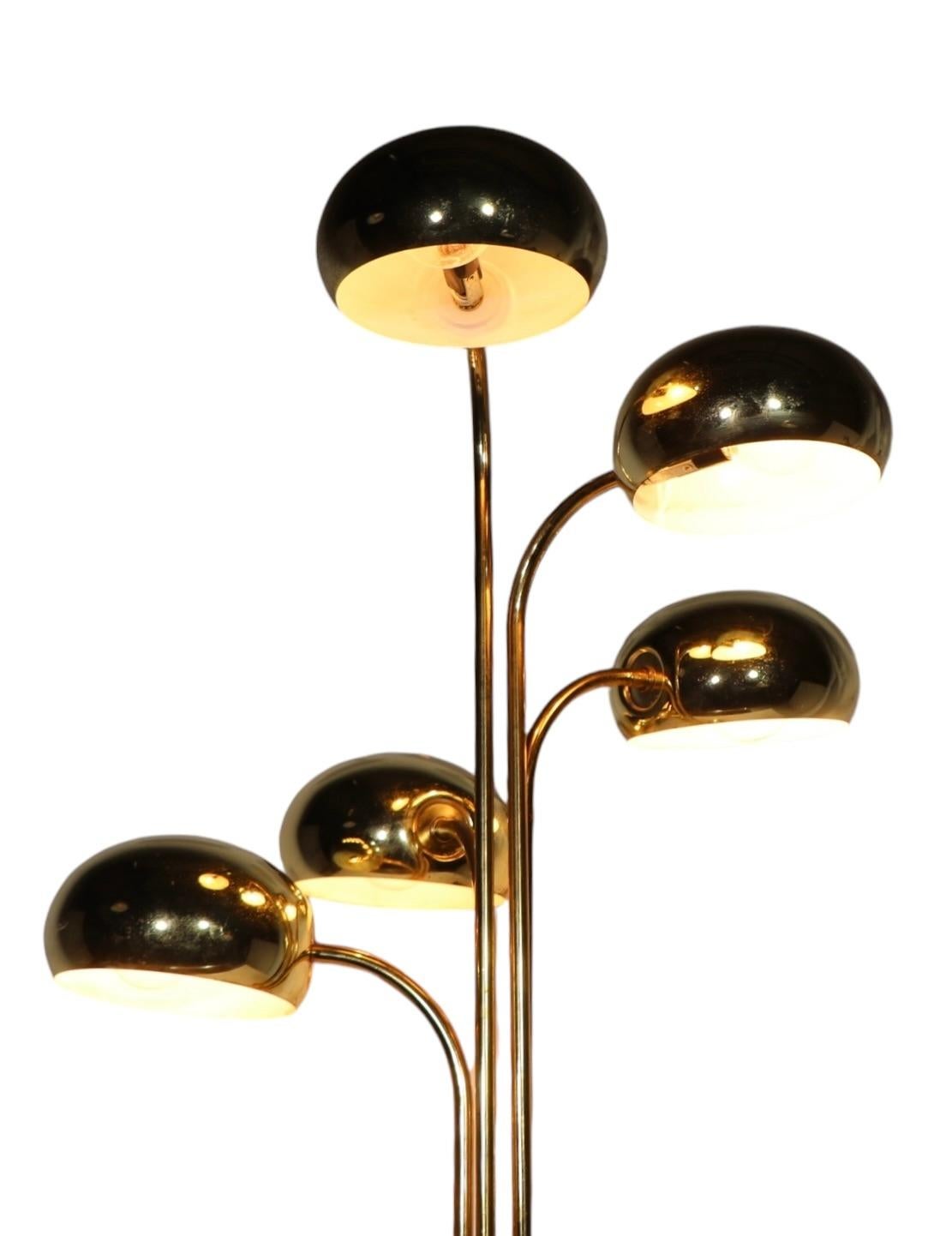 Five Light Brass Orb Table Lamp Circa `1970's att. to Robert Sonneman 9
