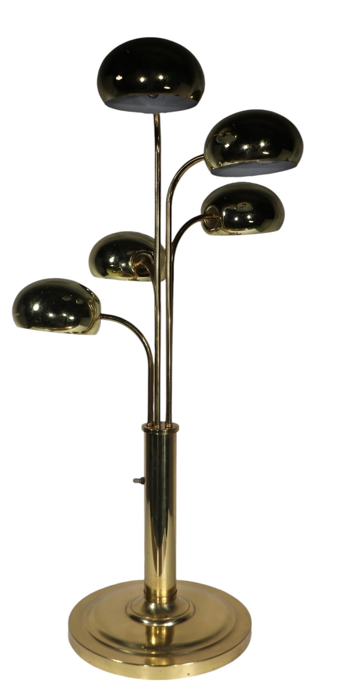 Five Light Brass Orb Table Lamp Circa `1970's att. to Robert Sonneman 2