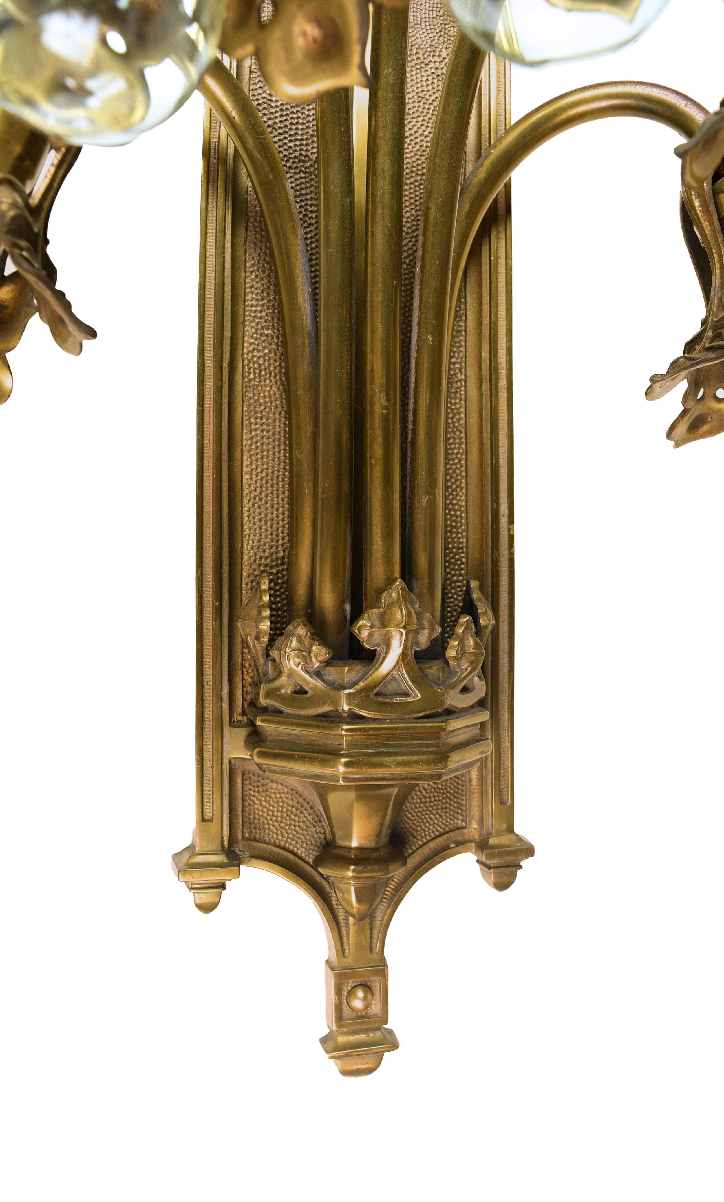 Early 20th Century Five-Light Cast Brass Bradley and Hubbard Gothic Sconce