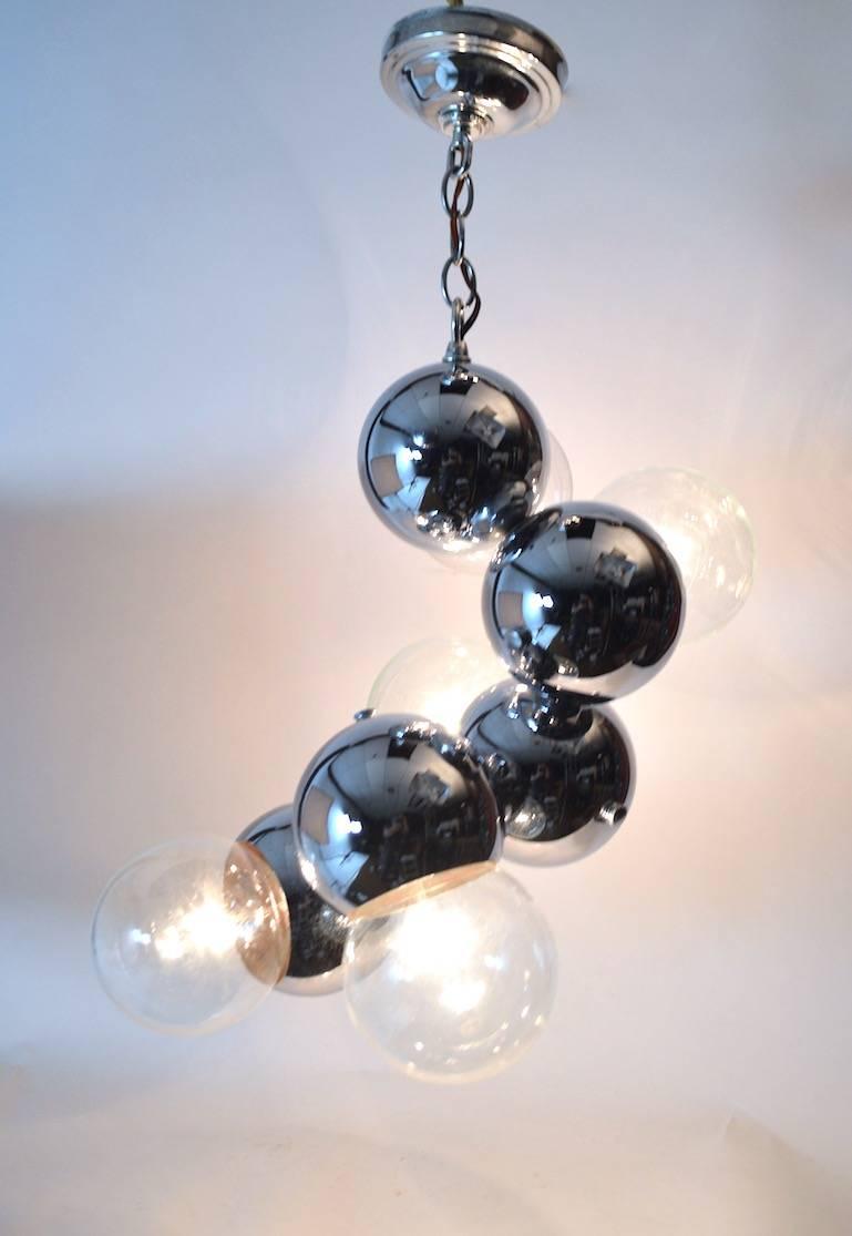 Five-Light Chrome Ball Chandelier Attributed to Lightolier 2