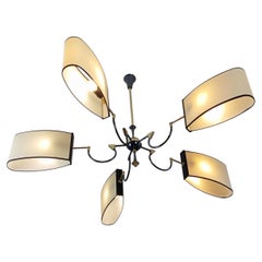 Five-light circular chandelier, R. Lunel, circa 1950