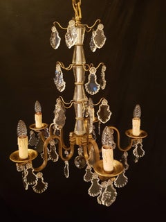 Five-Light French Bronze Art Deco Chandelier