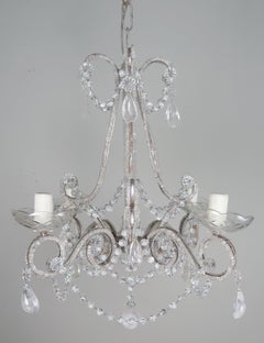Five-Light French Rock Crystal Chandelier, circa 1930s