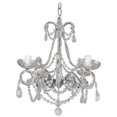 Five-Light French Rock Crystal Chandelier, circa 1930s