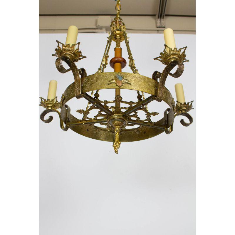 Five Light Gothic Revival Chandelier In Good Condition For Sale In Canton, MA