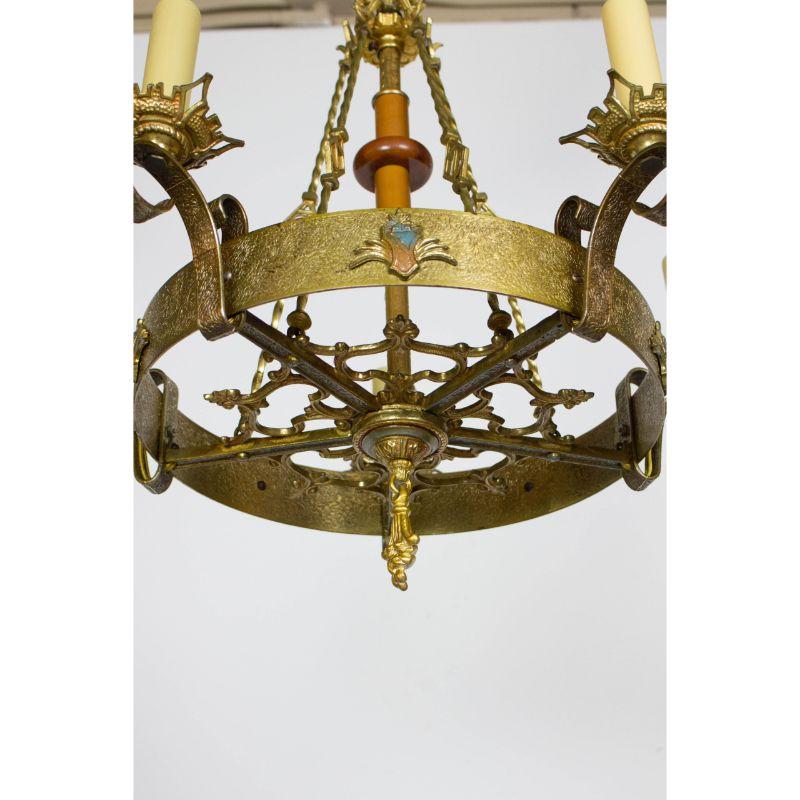 20th Century Five Light Gothic Revival Chandelier For Sale