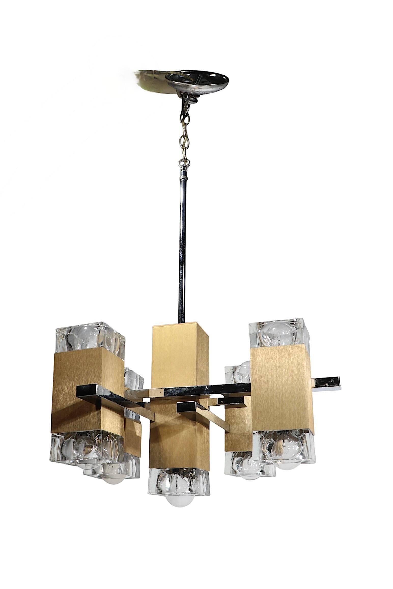 Cinco Luces Hollywood Regency Postmodern Five Light  Lámpara Sciolari c. 1970 en venta 3