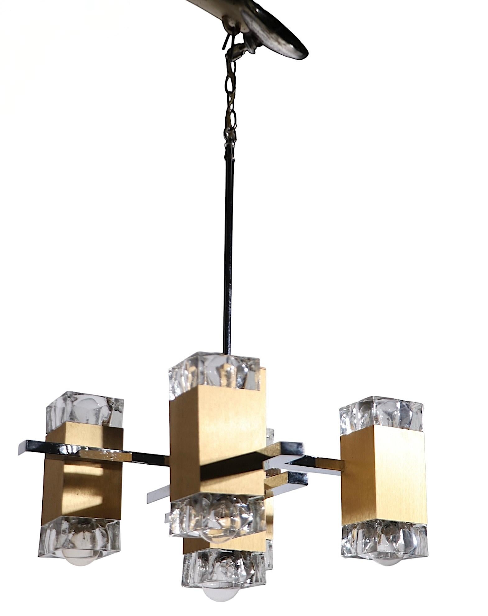 Cinco Luces Hollywood Regency Postmodern Five Light  Lámpara Sciolari c. 1970 en venta 4