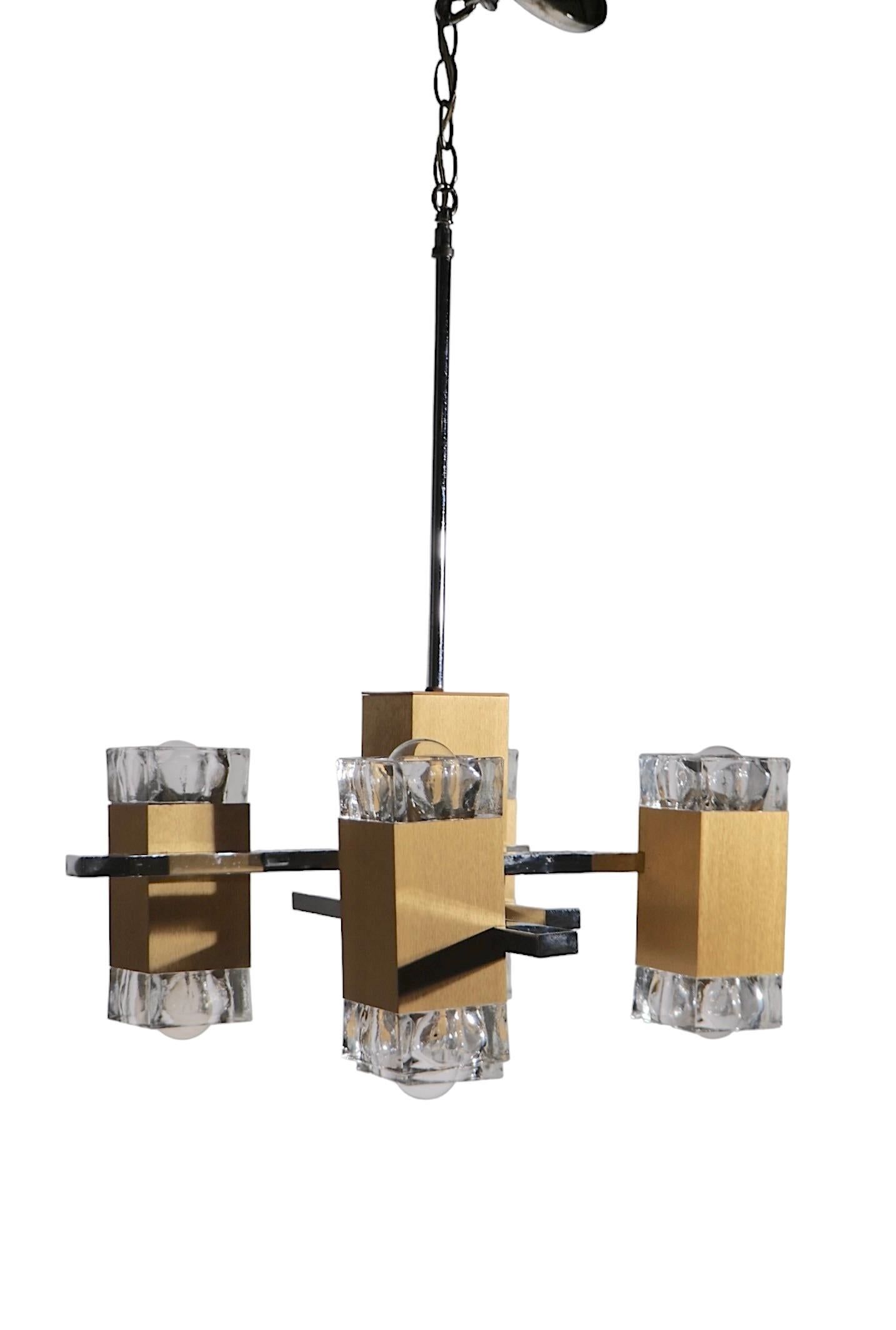 Cinco Luces Hollywood Regency Postmodern Five Light  Lámpara Sciolari c. 1970 en venta 5