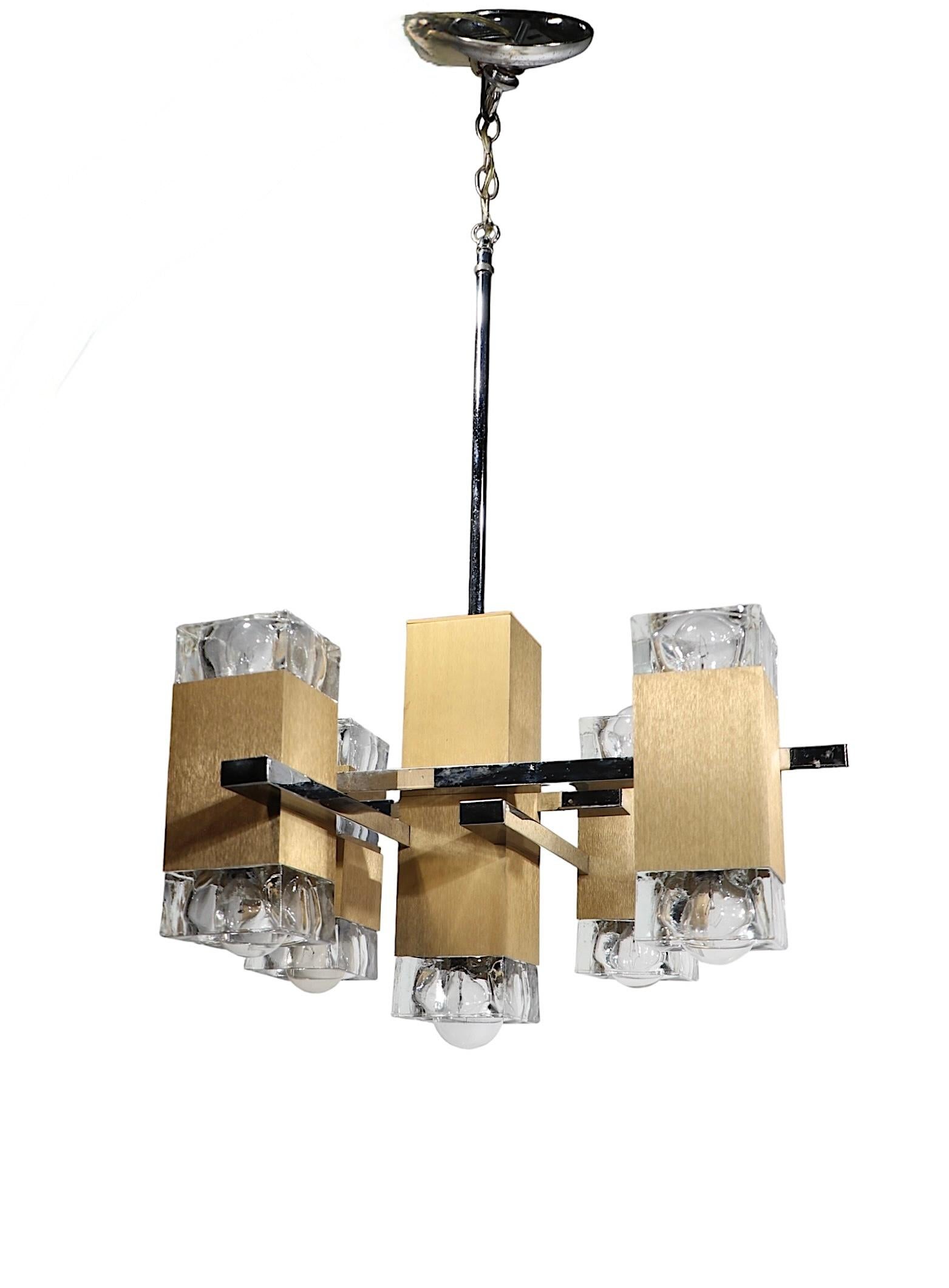 Cinco Luces Hollywood Regency Postmodern Five Light  Lámpara Sciolari c. 1970 en venta 8