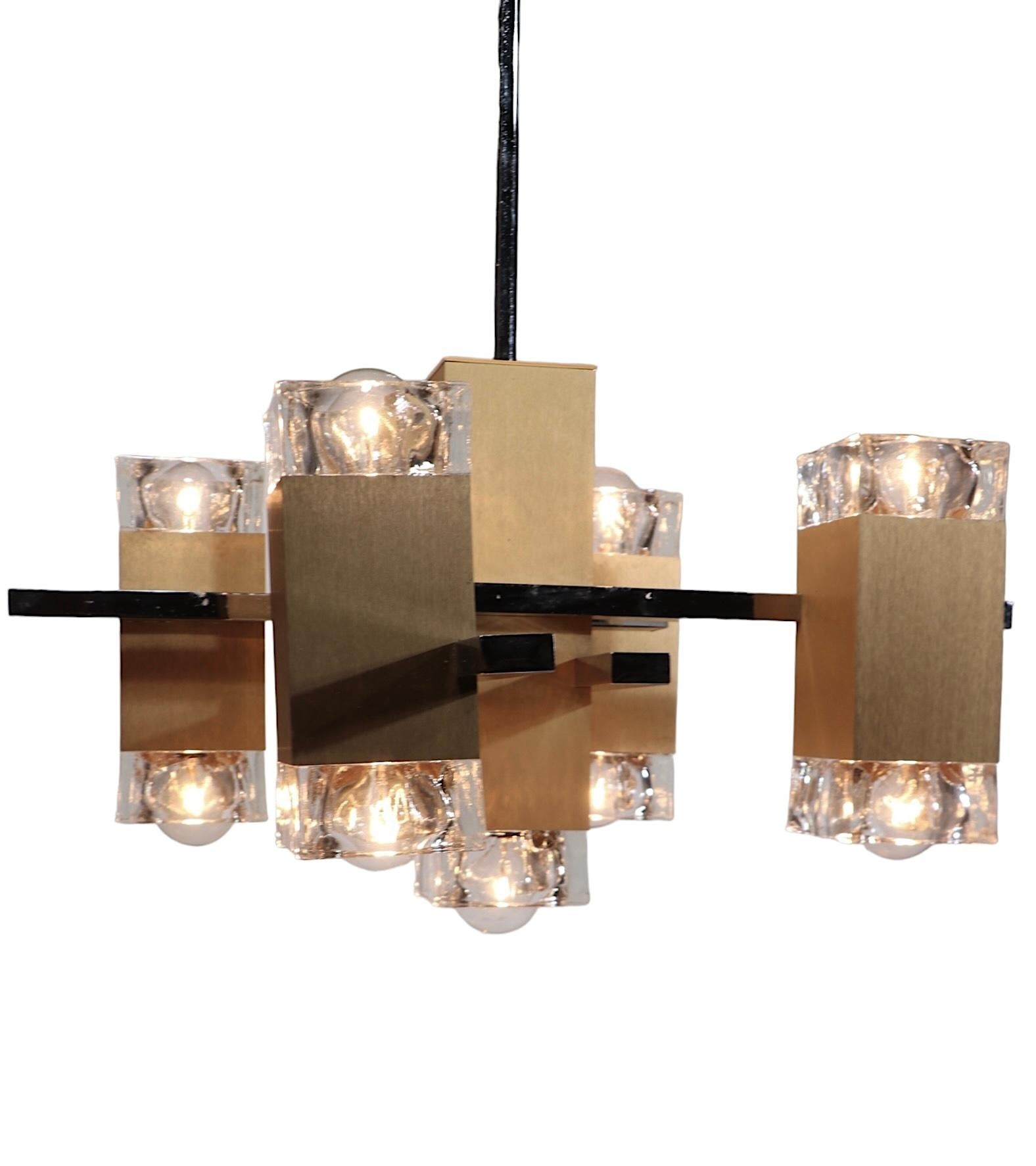 Cinco Luces Hollywood Regency Postmodern Five Light  Lámpara Sciolari c. 1970 Italiano en venta