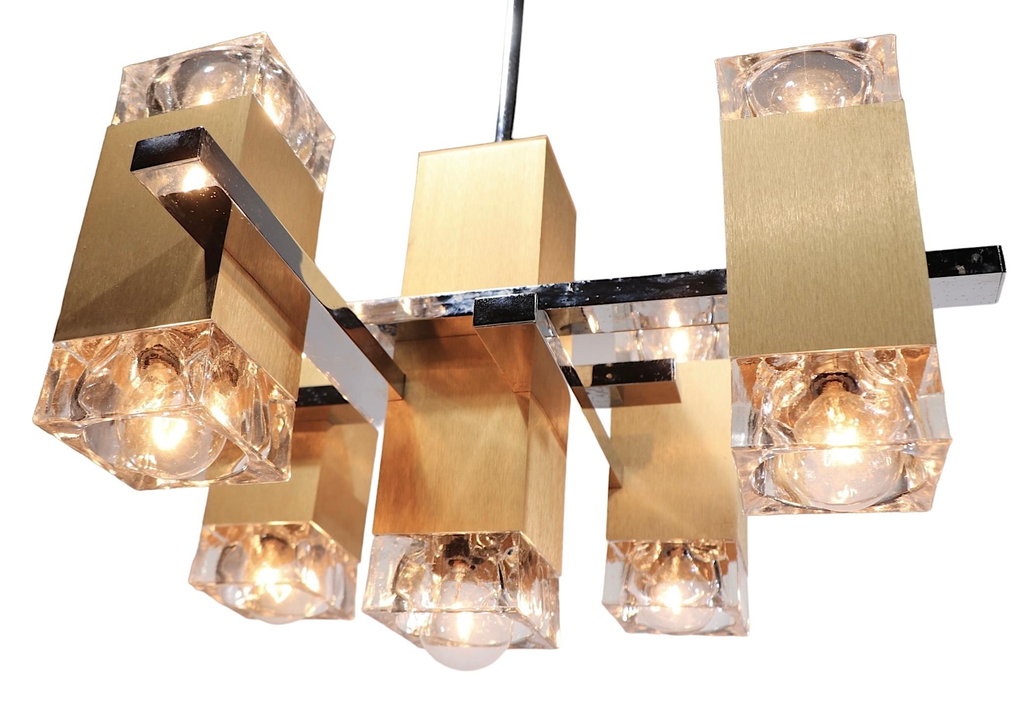 Cinco Luces Hollywood Regency Postmodern Five Light  Lámpara Sciolari c. 1970 siglo XX en venta