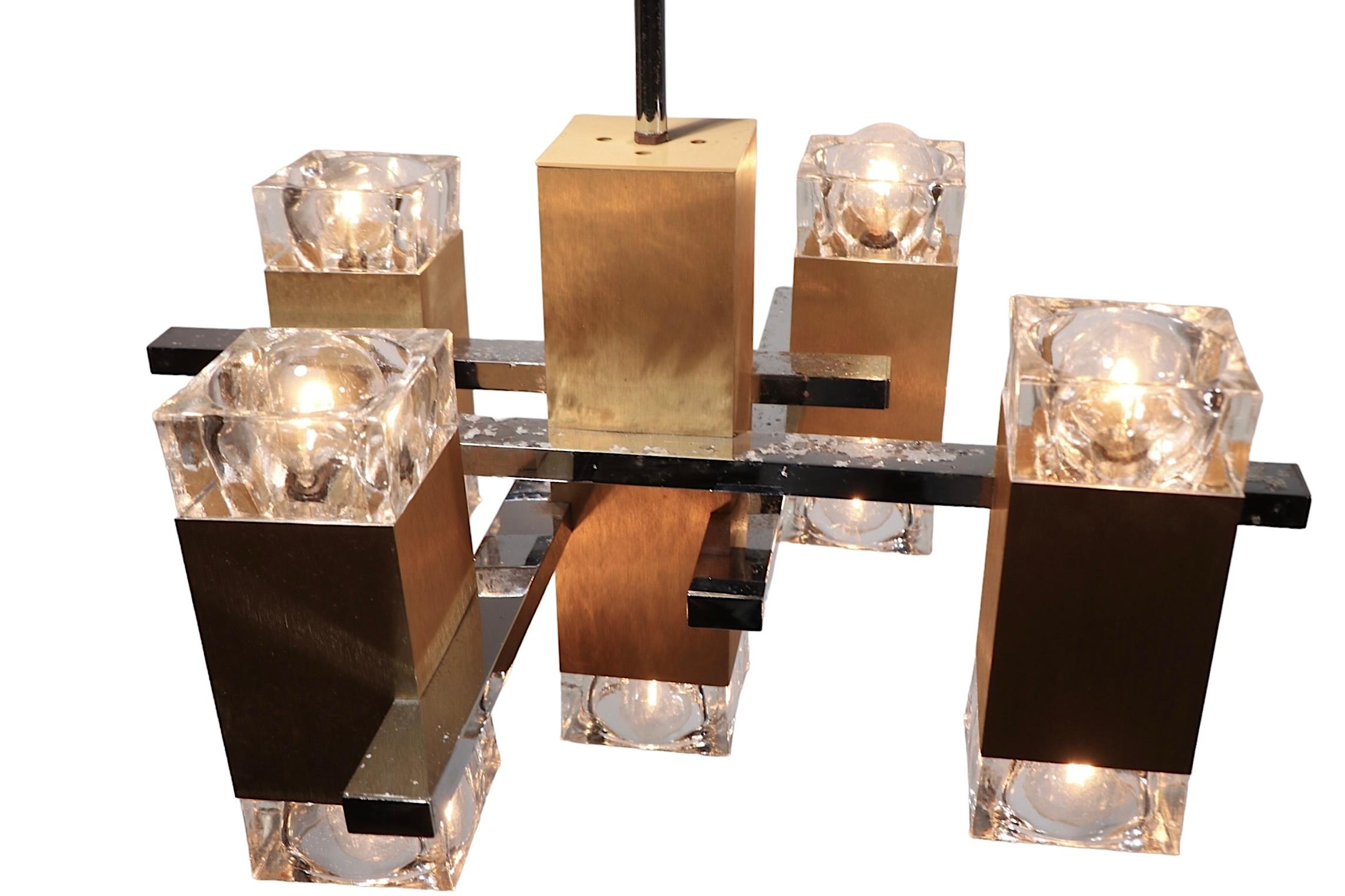 Cinco Luces Hollywood Regency Postmodern Five Light  Lámpara Sciolari c. 1970 en venta 2