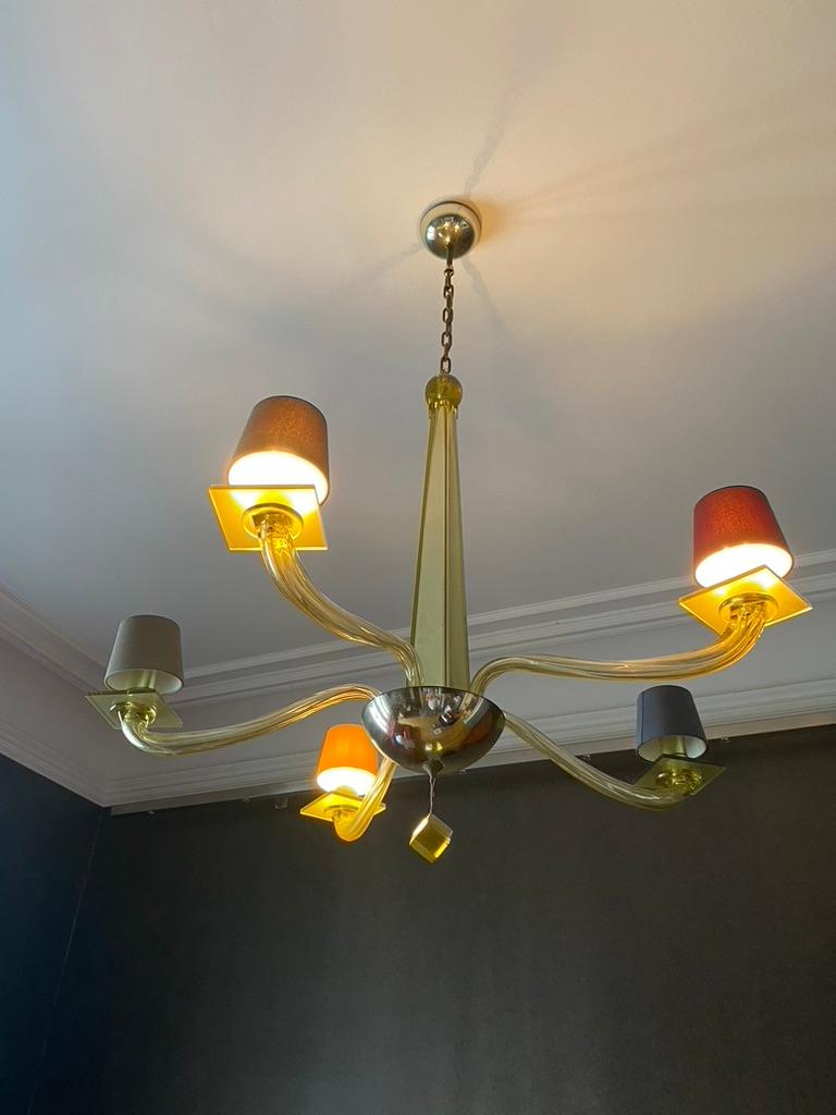 Post-Modern Five-Light Murano Glass Stellare Chandelier by Angelo Donghia For Sale