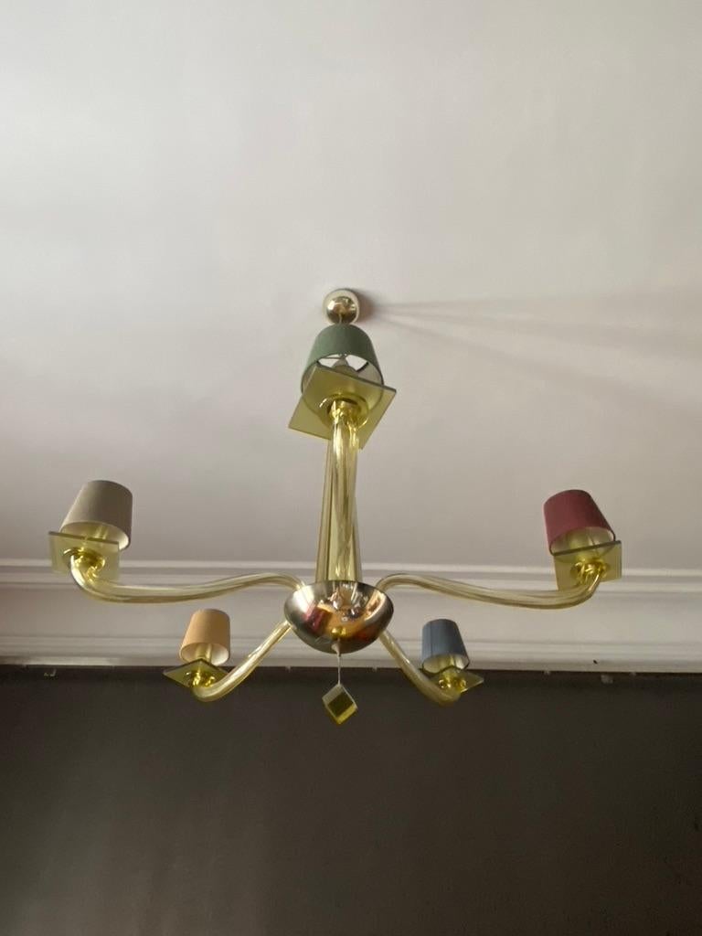 Italian Five-Light Murano Glass Stellare Chandelier by Angelo Donghia For Sale