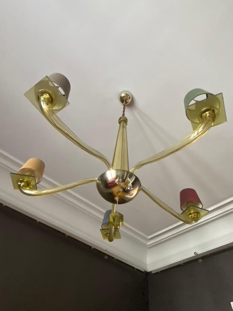 Five-Light Murano Glass Stellare Chandelier by Angelo Donghia In Good Condition In Vienna, AT