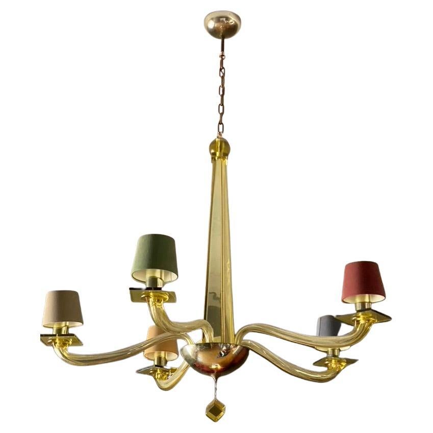 Five-Light Murano Glass Stellare Chandelier by Angelo Donghia For Sale