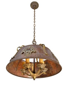 Five-Light Tudor Chandelier with Mica Shade
