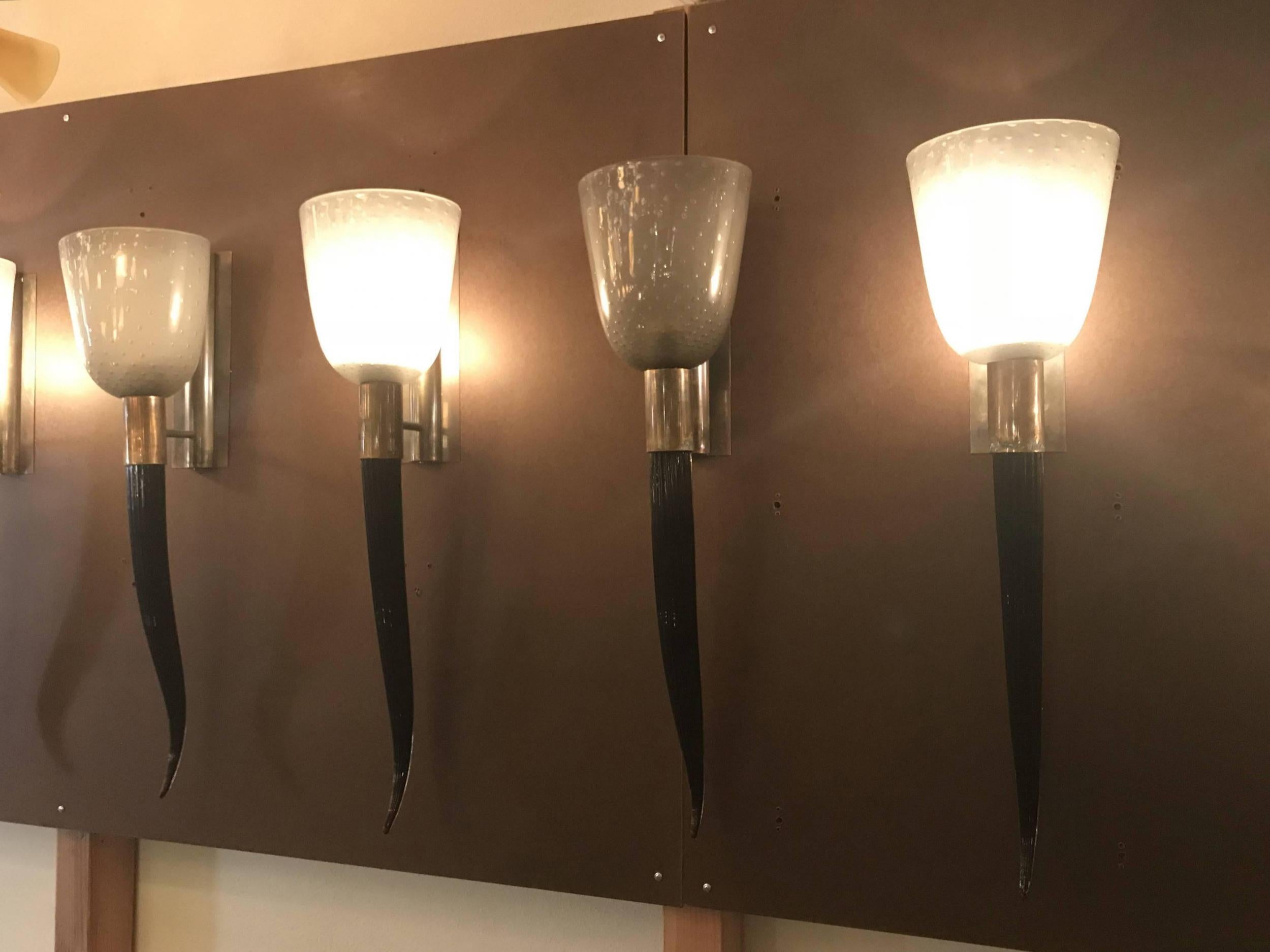  Limited Edition Bollicine Technique Sconce w/ Smoked & Black Murano Glass 2