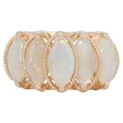Five Marquise Opals on 14K Yellow Gold