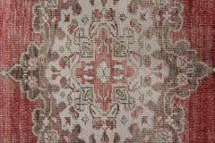 Five Medallion Oushak Runner with Red Field