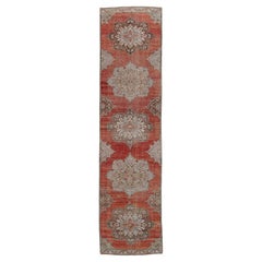 Five Medallion Oushak Runner with Red Field