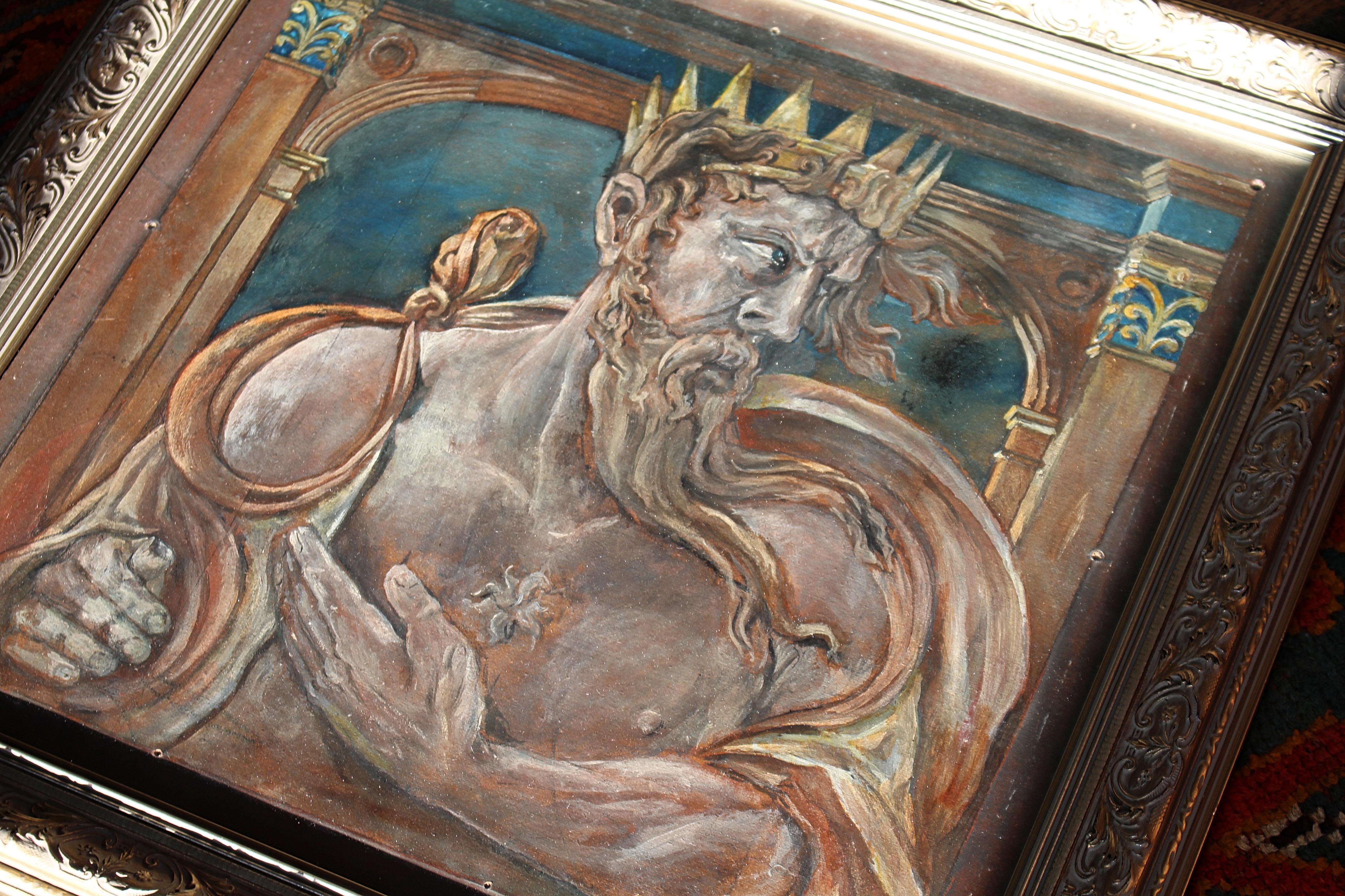 Cinco óleos sobre tabla de mediados del siglo XX de arte popular mítico Retratos de reyes en venta 2
