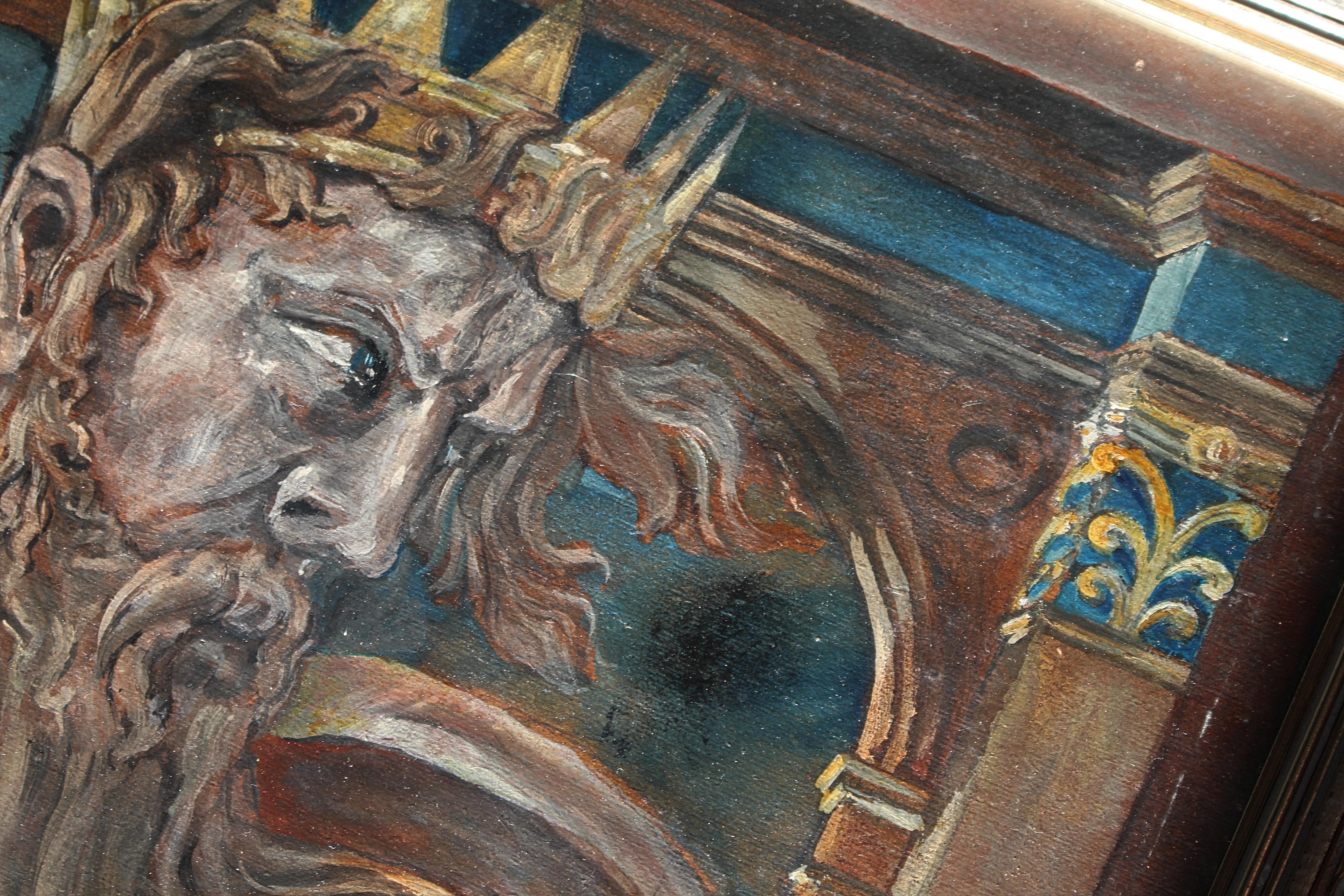 Cinco óleos sobre tabla de mediados del siglo XX de arte popular mítico Retratos de reyes en venta 3
