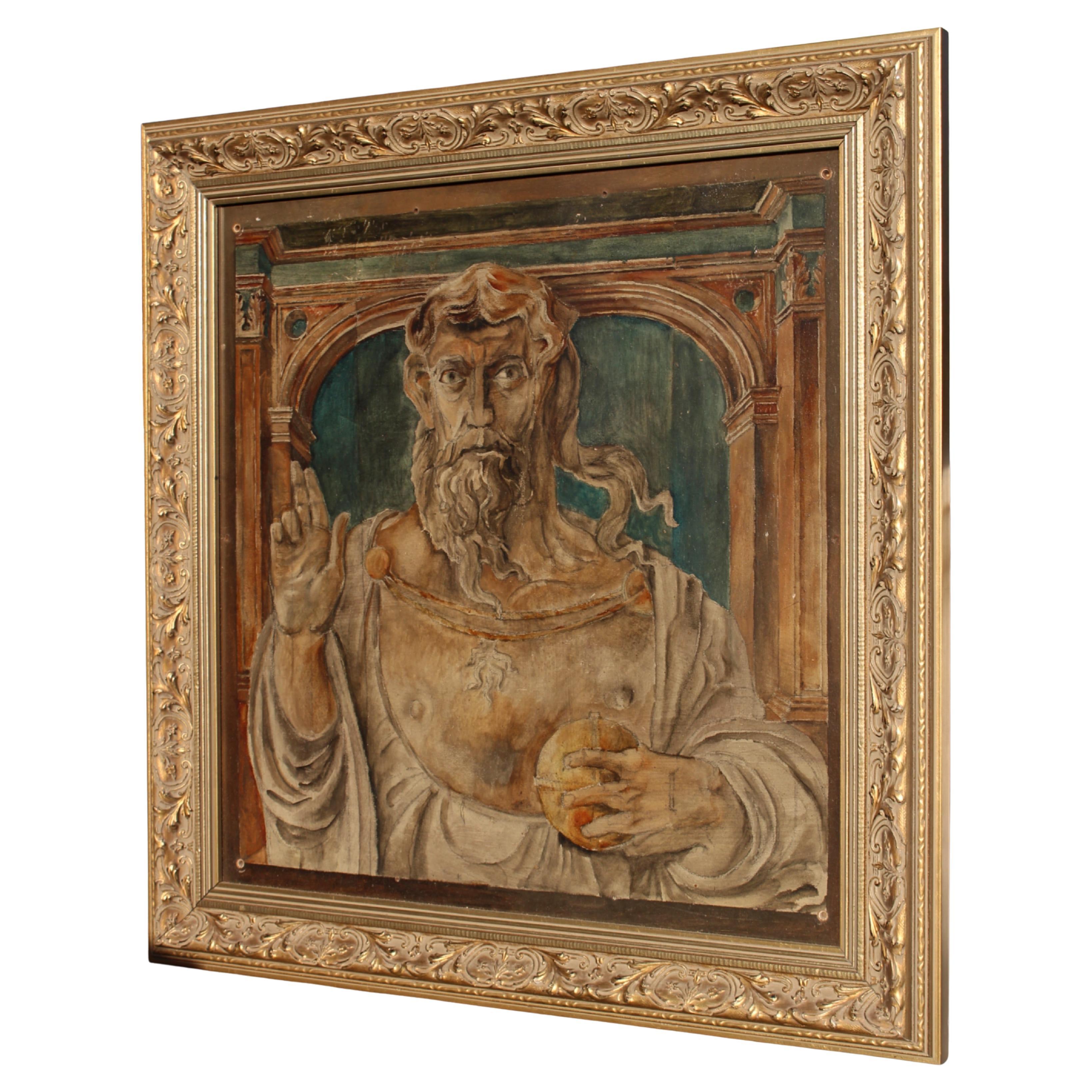 Cinco óleos sobre tabla de mediados del siglo XX de arte popular mítico Retratos de reyes en venta