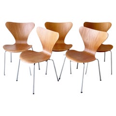 Five Mid Century Modern Arne Jacobsen for Fritz Hansen Danish Bentwood Chairs