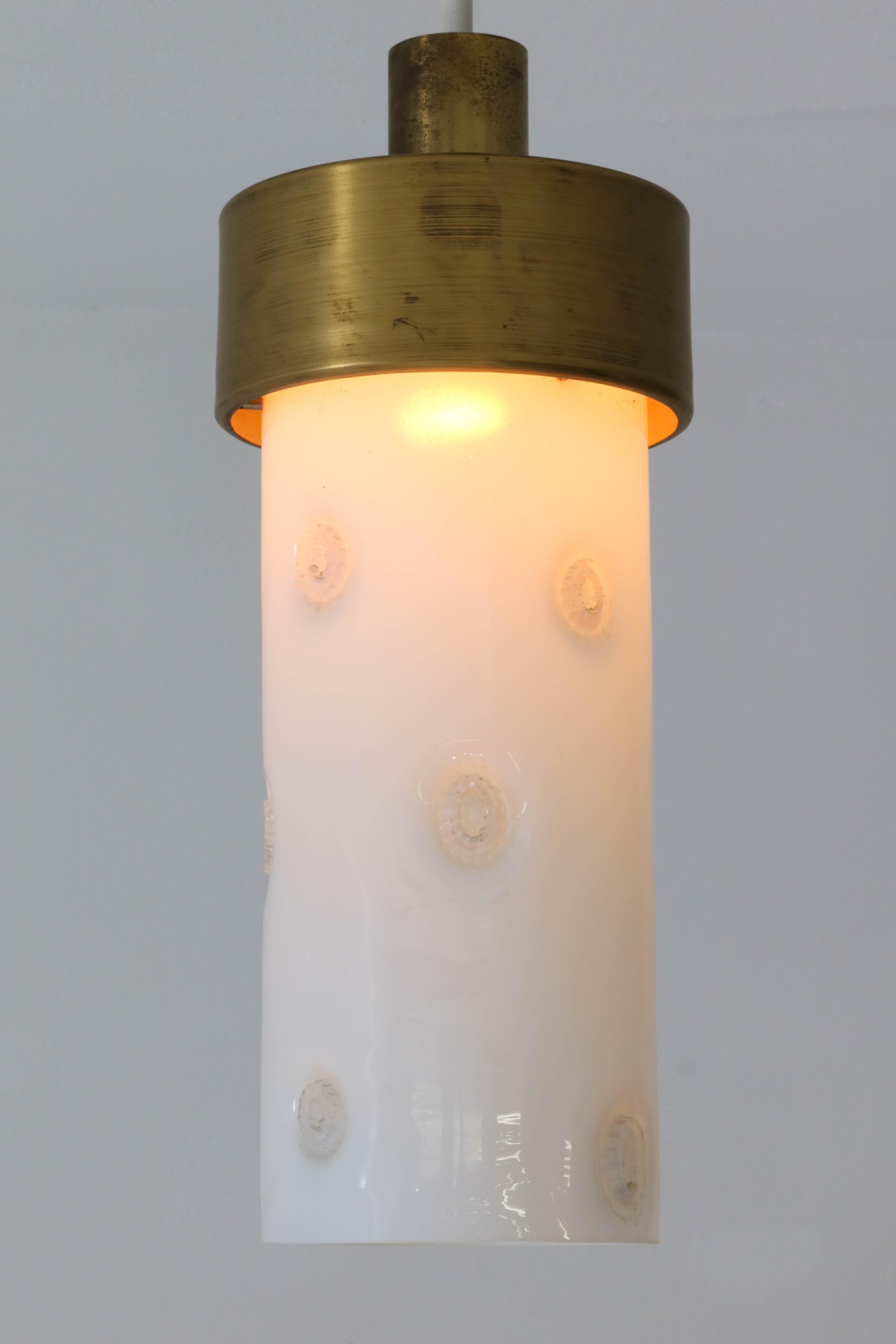 Five Mid-Century Modern Italian Pendant Lights with Murano Glass Shade, 1960s In Good Condition For Sale In Amsterdam, NL