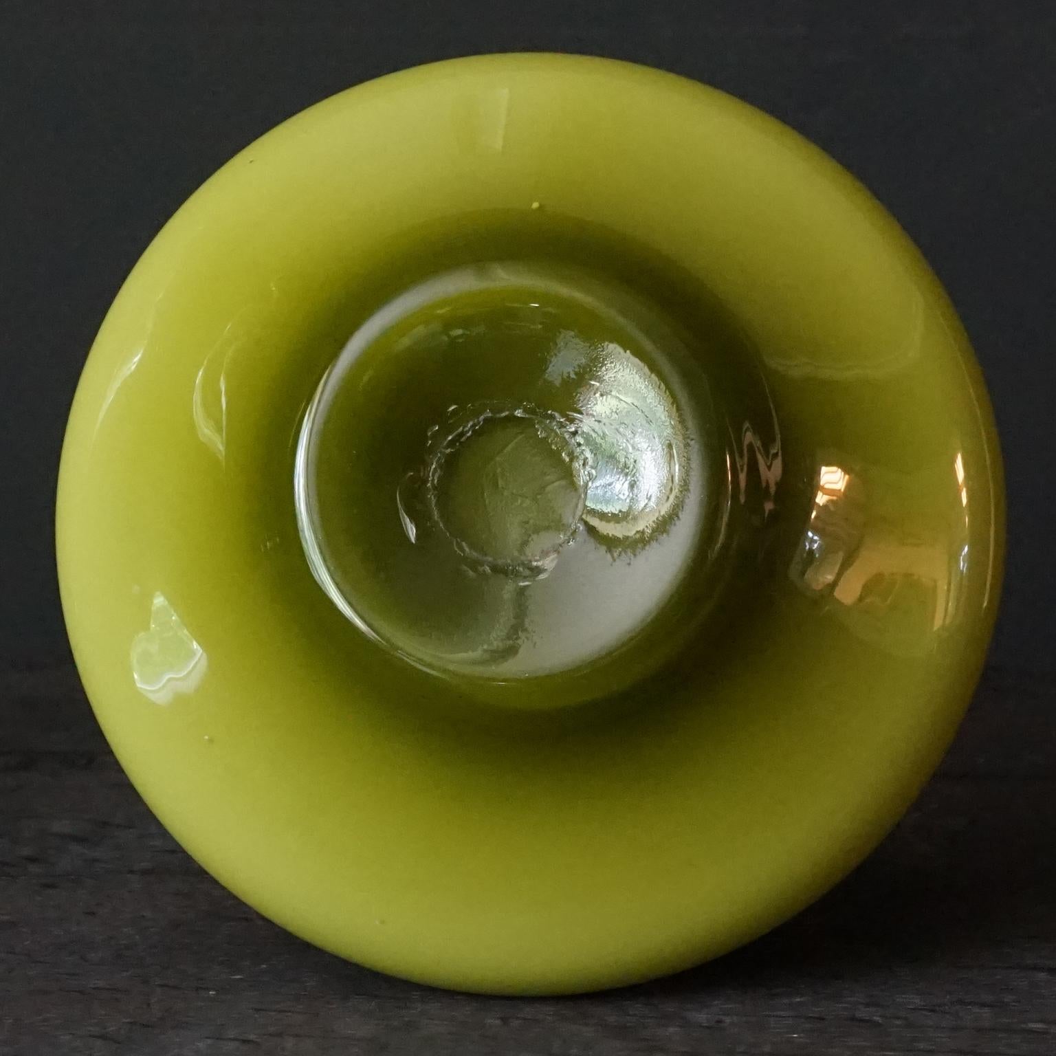 Five Mid-Century Modern Olive Green Italian Opaline Empoli Vase Bottle Candy Jar 8
