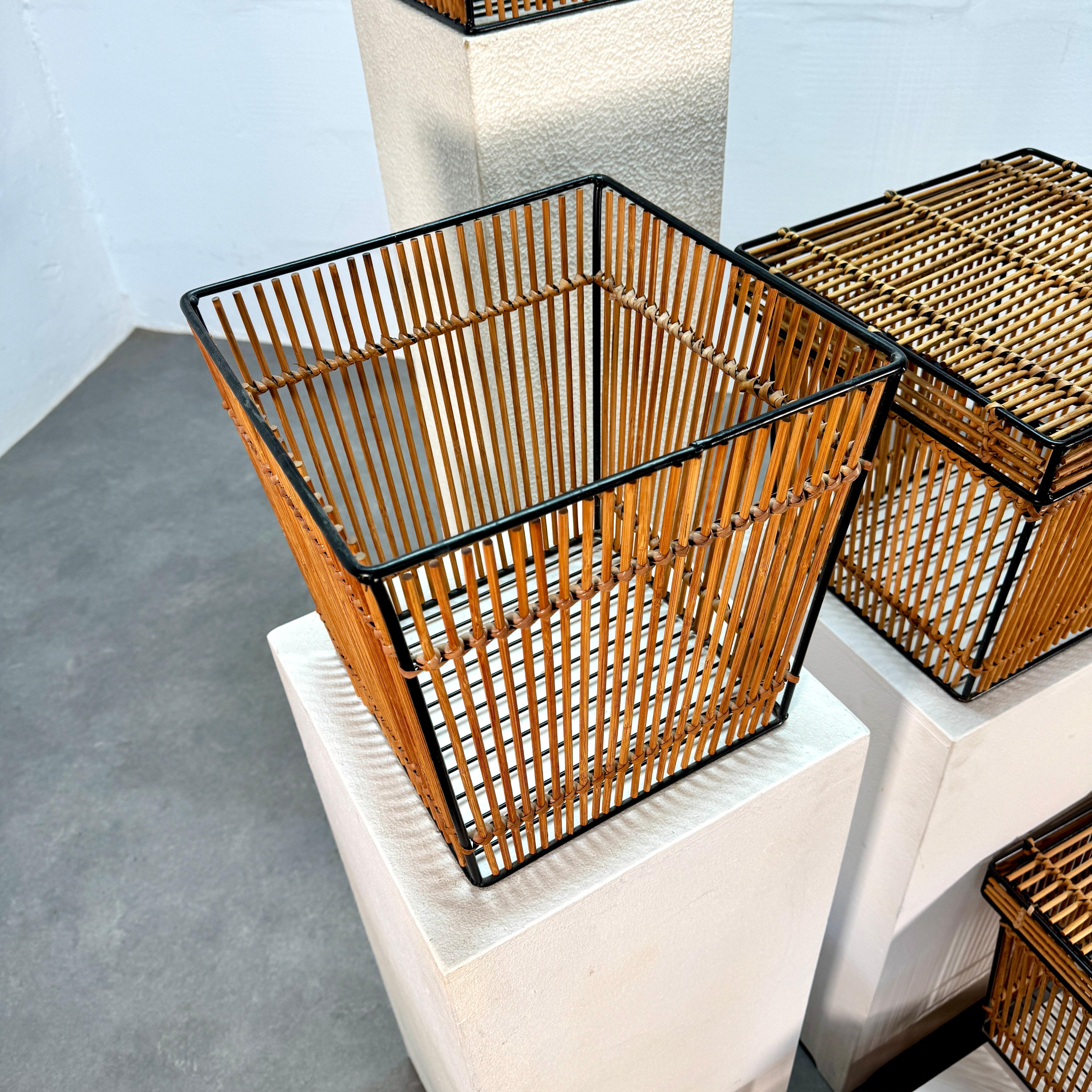 Hand-Woven Five Mid-Century storage baskets 'Rohé', Netherlands 1960s For Sale