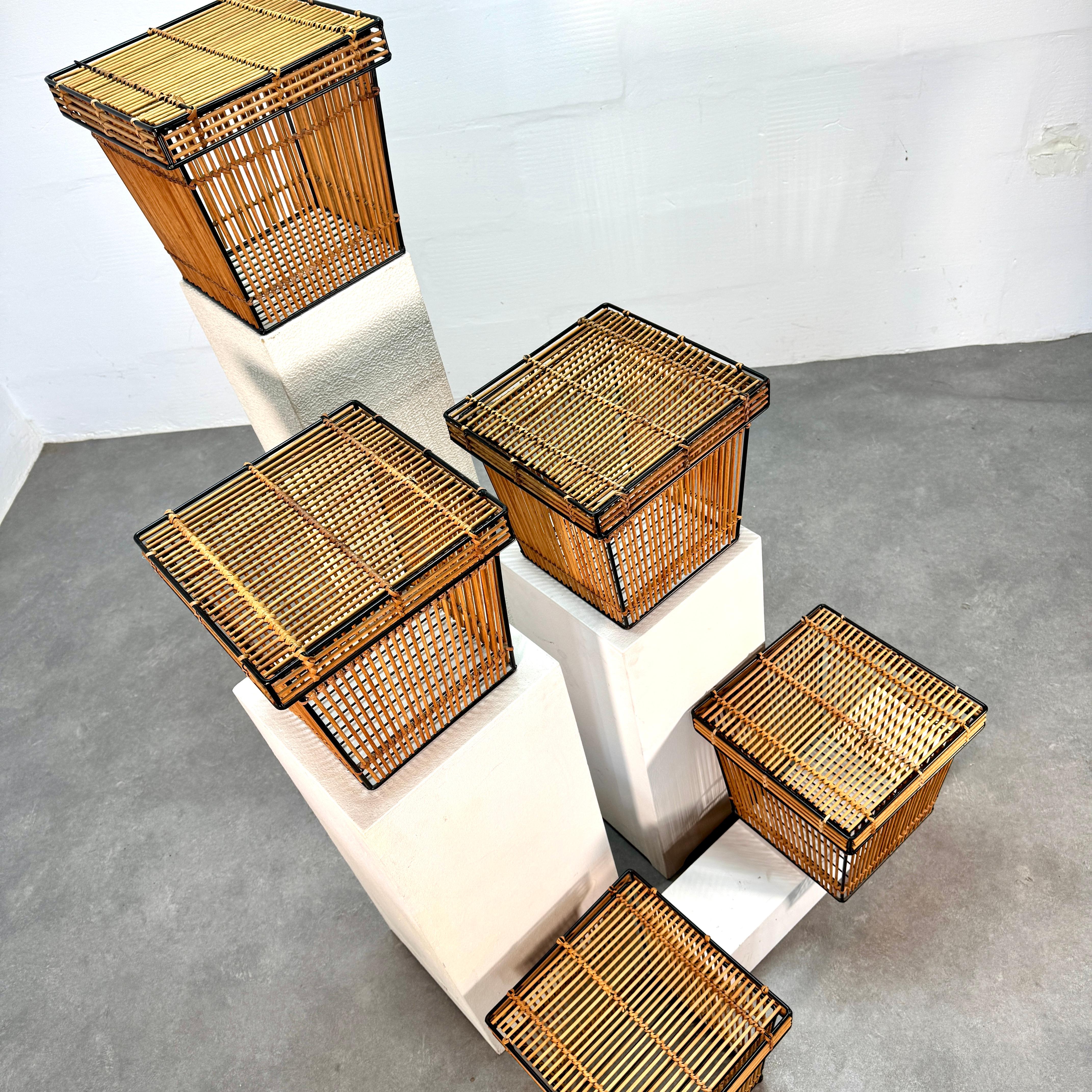 Mid-20th Century Five Mid-Century storage baskets 'Rohé', Netherlands 1960s For Sale