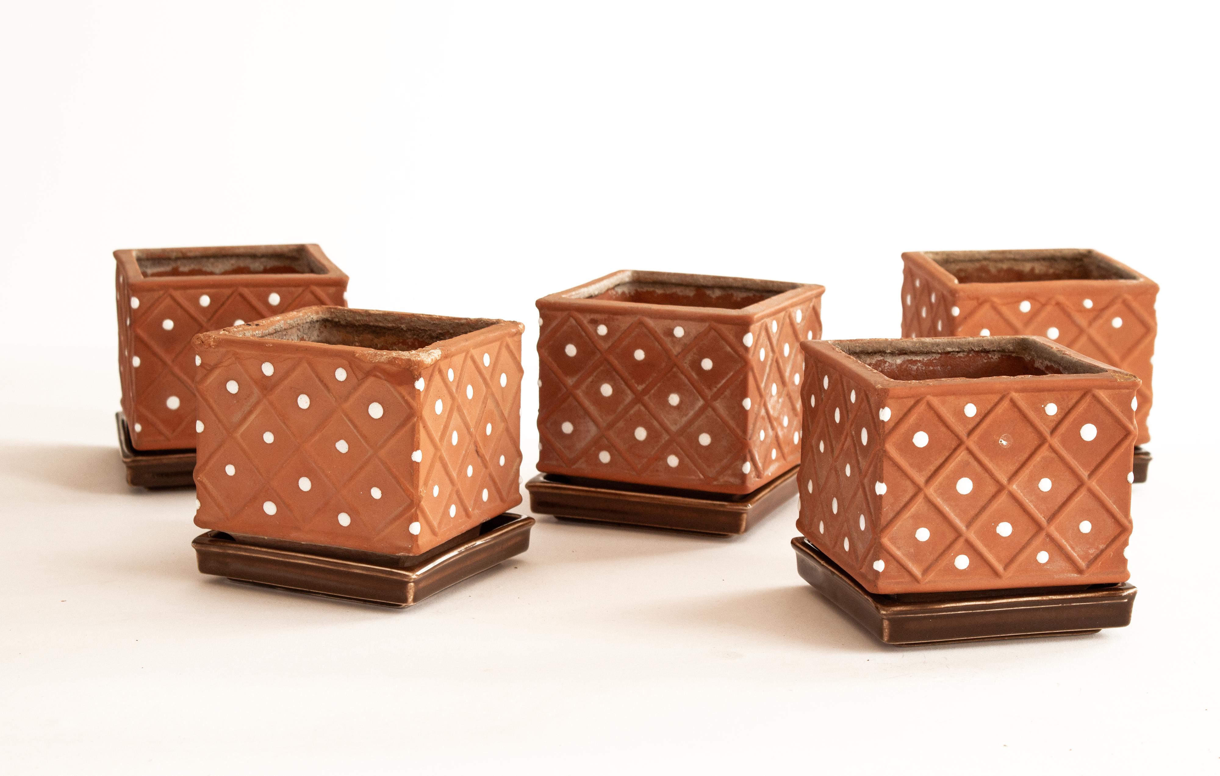 Five Mid-Century Terracotta Planters by Wilhelm Kåge for Gustavsberg In Fair Condition For Sale In Stockholm, SE