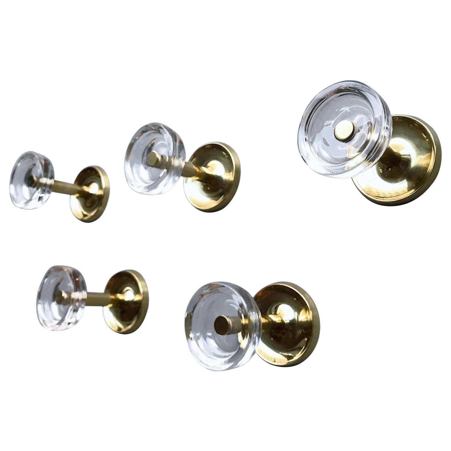 Five Midcentury Fontana Arte Style Glass Coat Wall Hooks, 1960s, Italy