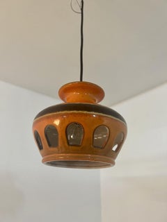 Five Mixed Glazed Ceramic Pendant Lights, Germany, 1970s