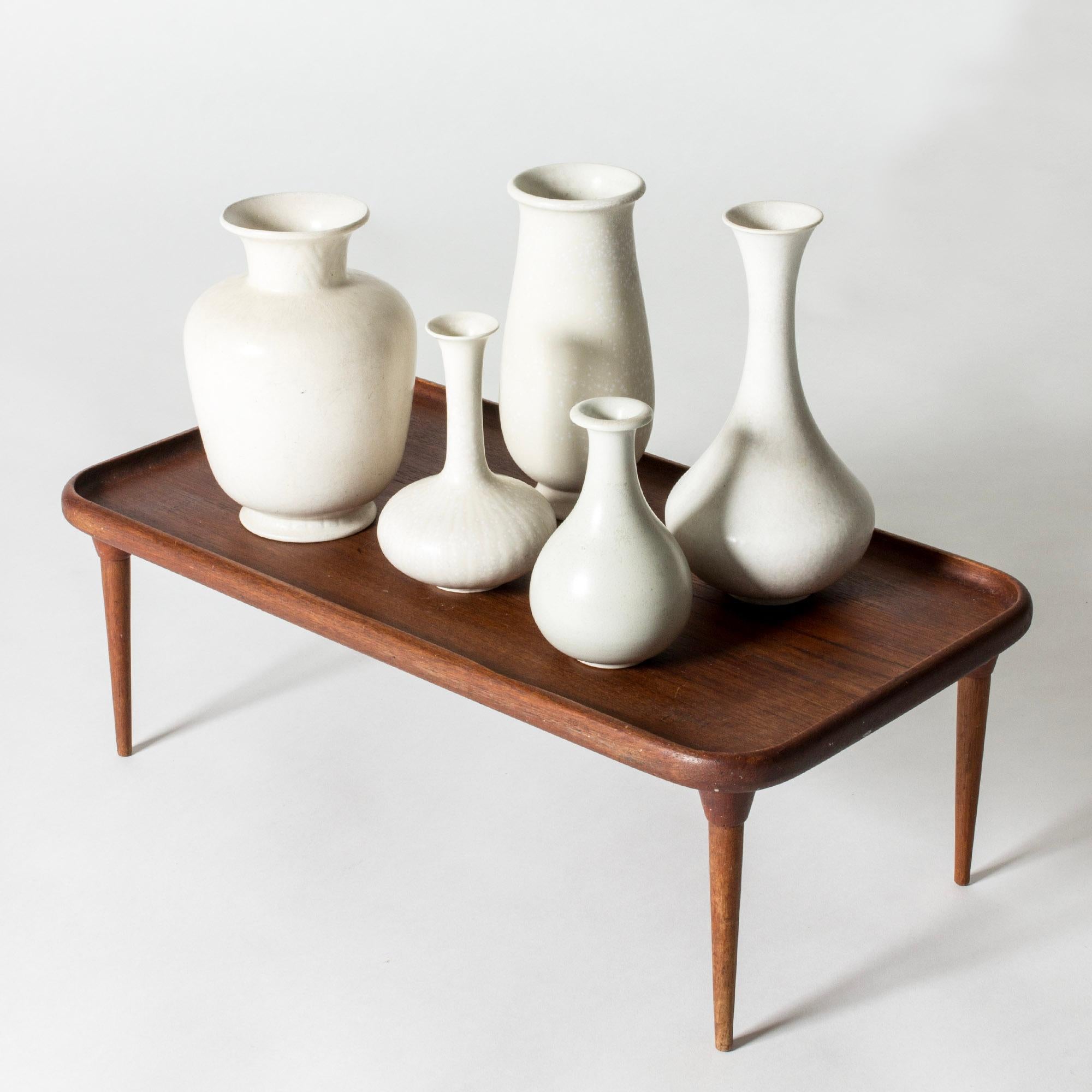 Scandinavian Modern Five Modernist Stoneware Vases by Gunnar Nylund for Rörstrand, Sweden, 1940s For Sale