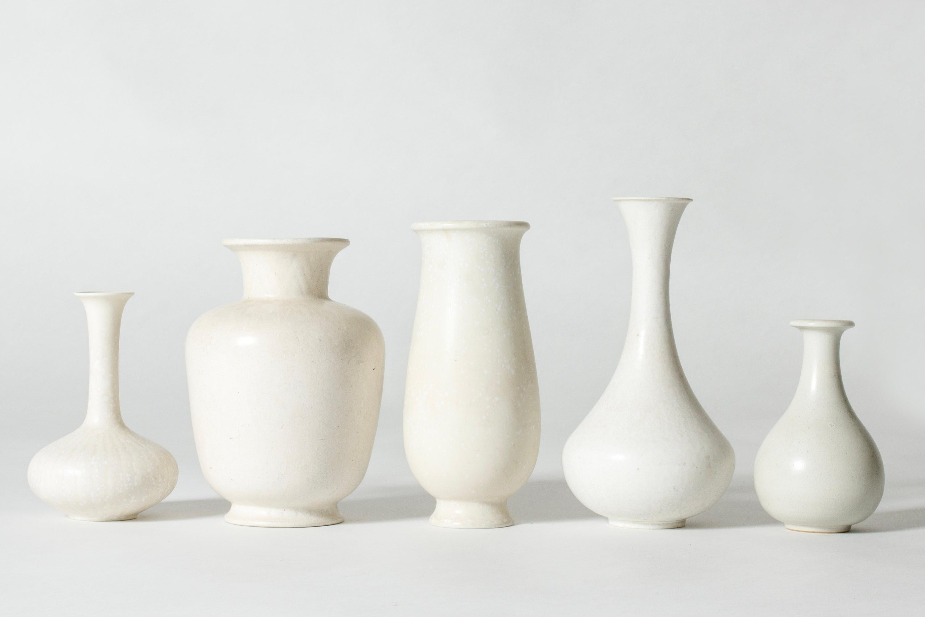 Swedish Five Modernist Stoneware Vases by Gunnar Nylund for Rörstrand, Sweden, 1940s For Sale