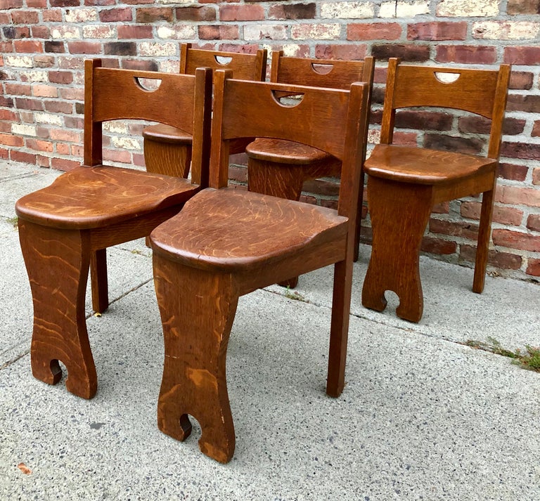Five Oak Arts and Crafts Children's Stool/Chairs For Sale at 1stDibs