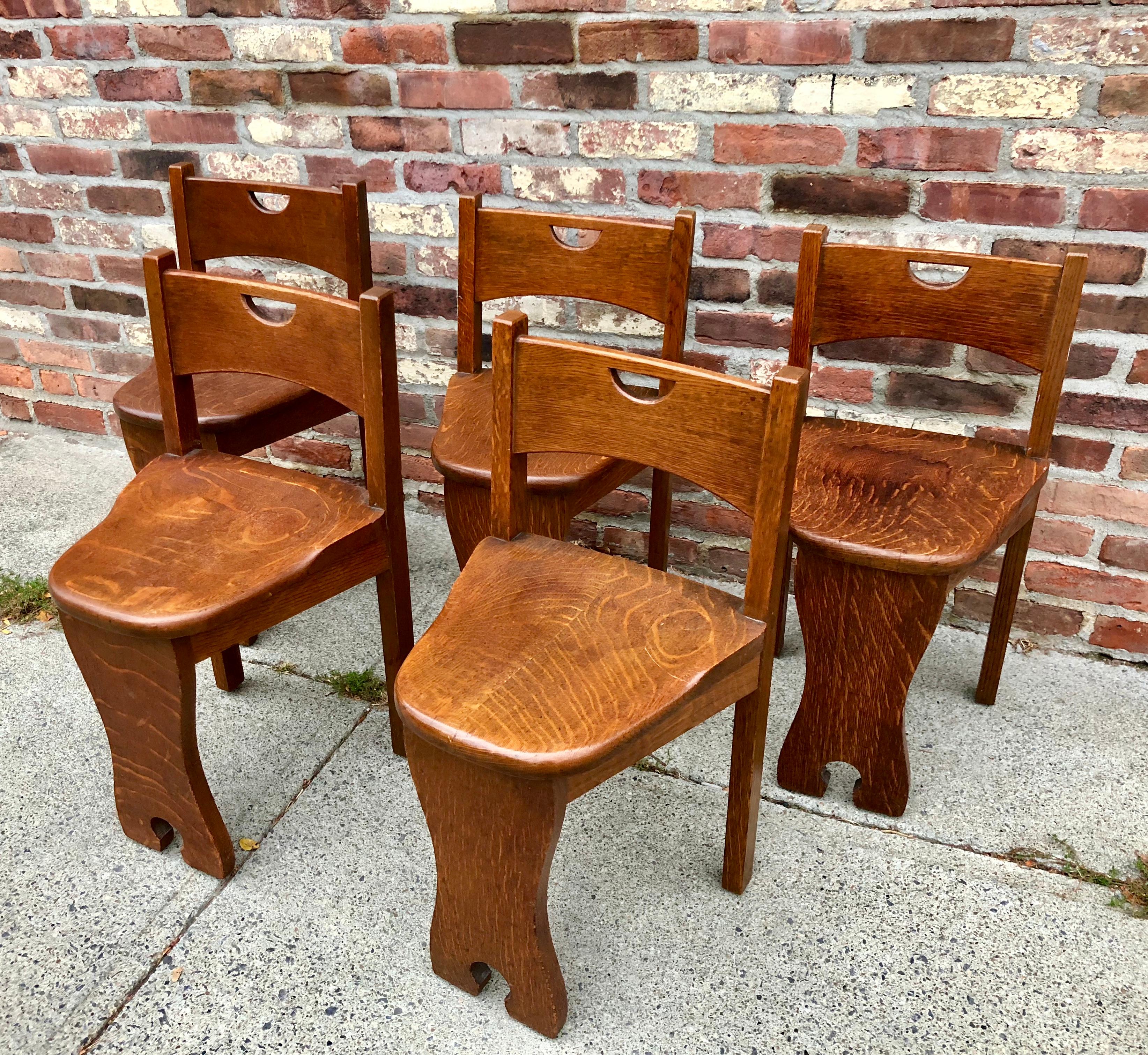 Five Oak Arts and Crafts Children's Stool/Chairs In Good Condition In Brooklyn, NY